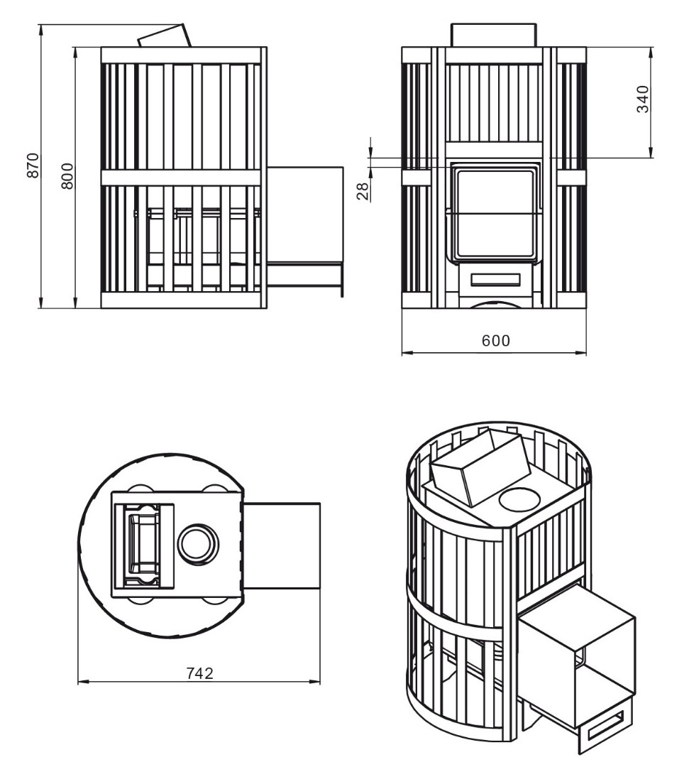 Печь для бани Везувий Ураган Стандарт 16 (ДТ-4) - 2min