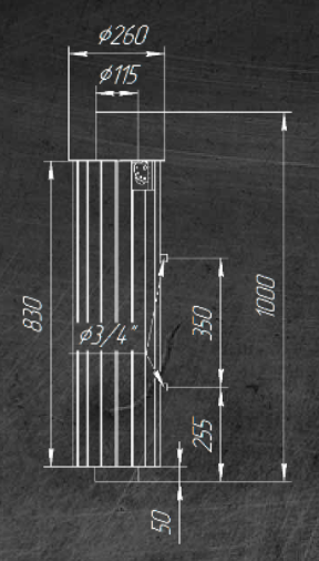 Дымоход-регистр Ферингер "Окаменевшее дерево" перенесенный рисунок - 4min