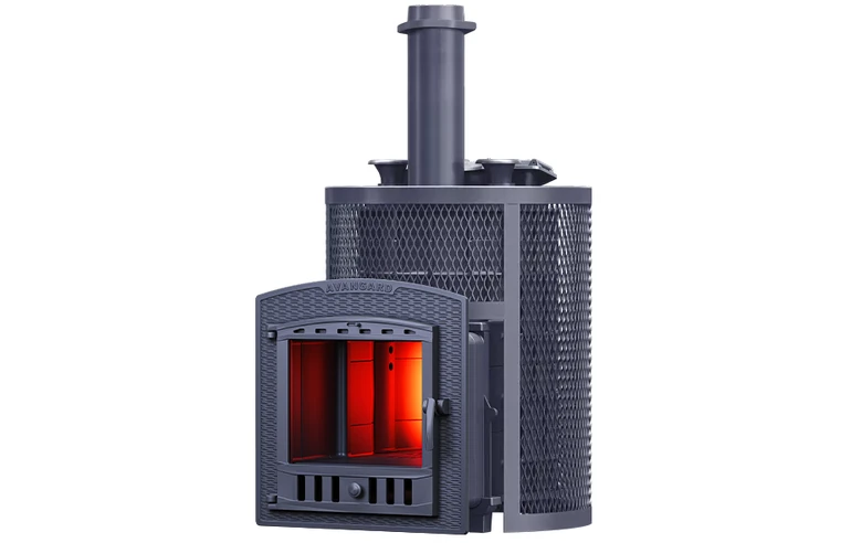 Чугунная печь для бани AVANGARD ЗК 35 (П2) Ураган в круглой сетке