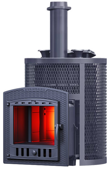 Чугунная печь для бани AVANGARD ЗК 35 (П2) Ураган в круглой сетке - 0min