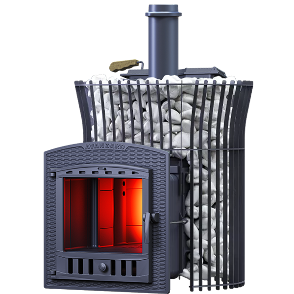 Чугунная печь для бани AVANGARD ЗК 35 (П2) Ураган в сетке Тюльпан - 1min