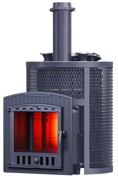 Чугунная печь для бани AVANGARD ЗКН 35 (П2) Ураган в круглой сетке - 0min