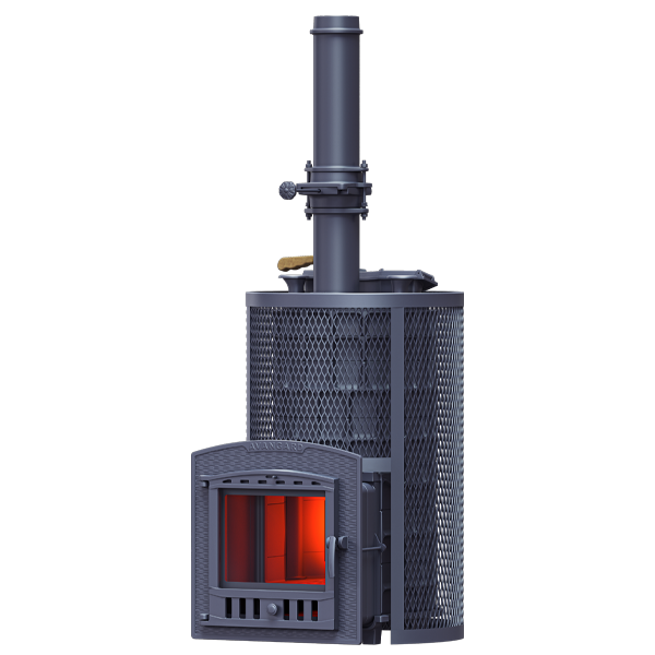 Чугунная печь для бани AVANGARD ЗК 40 (П2) Ураган в круглой сетке - 3min