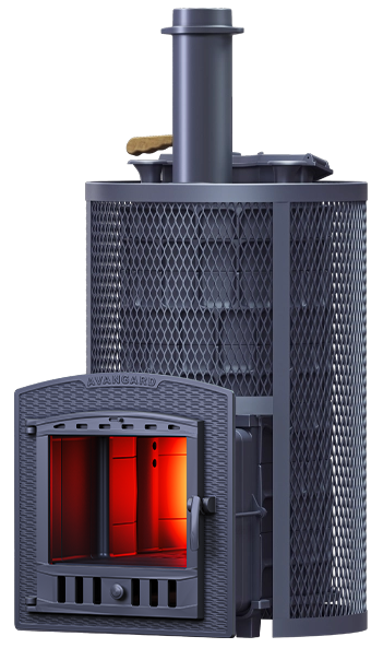 Чугунная печь для бани AVANGARD ЗК 40 (П2) Ураган в круглой сетке - 0min