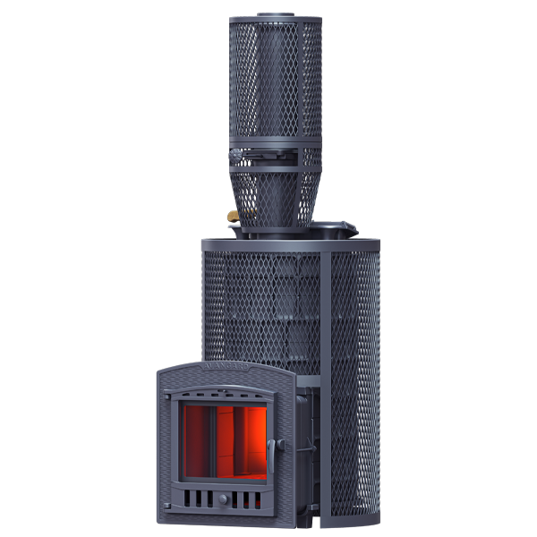 Чугунная печь для бани AVANGARD ЗК 40 (П2) Ураган в круглой сетке - 2min