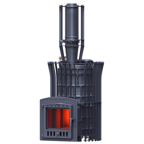 Чугунная печь для бани AVANGARD ЗК 40 (П2) Ураган в сетке Тюльпан - 2min