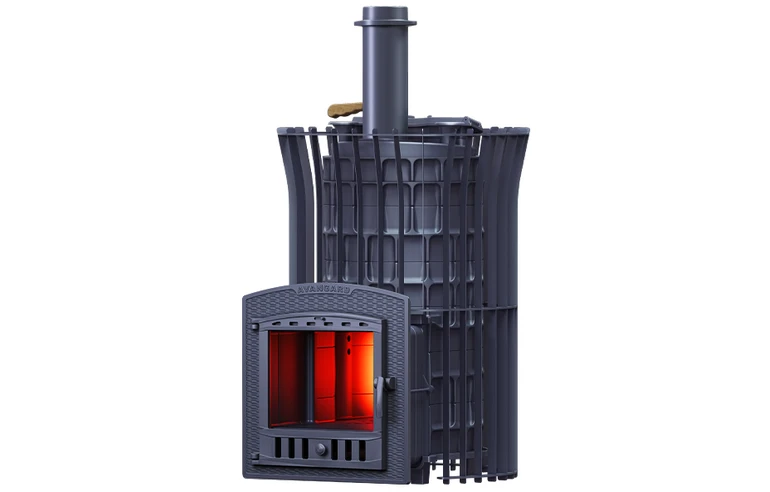 Чугунная печь для бани AVANGARD ЗК 40 (П2) Ураган в сетке Тюльпан