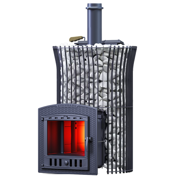 Чугунная печь для бани AVANGARD ЗК 40 (П2) Ураган в сетке Тюльпан - 1min