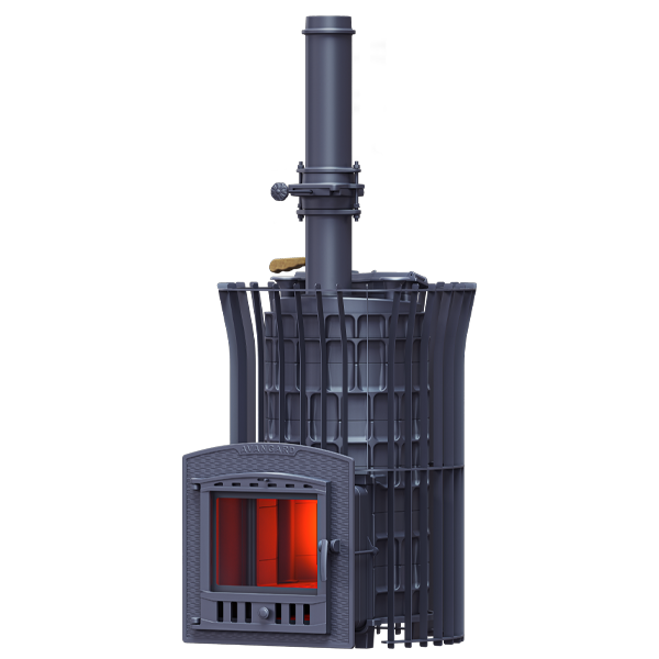 Чугунная печь для бани AVANGARD ЗК 40 (П2) Ураган в сетке Тюльпан - 3min