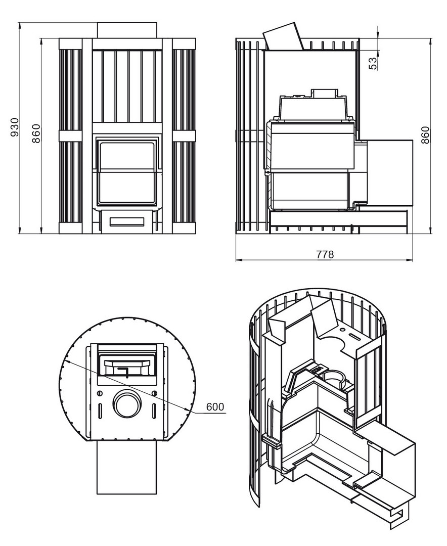 Печь для бани Везувий Ураган Ковка 22 (271) - 1min