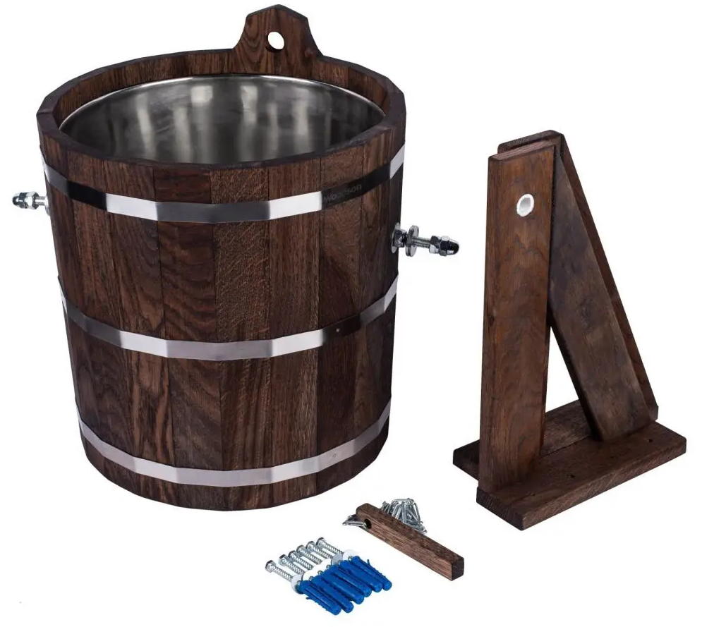 Обливное устройство Woodson с нержавеющей вставкой, 20 л., дуб в темном - 0min