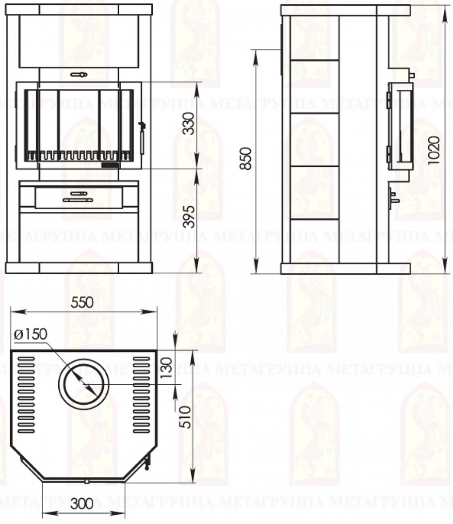 Печь-камин АОТ 9,0-02 в модификации «Ангара» - 3min