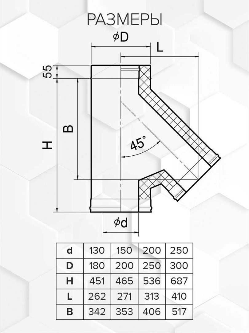 Craft HF-50BP сэндвич-тройник 45° (316/0,8/эмаль) Ф115х200 - 1min