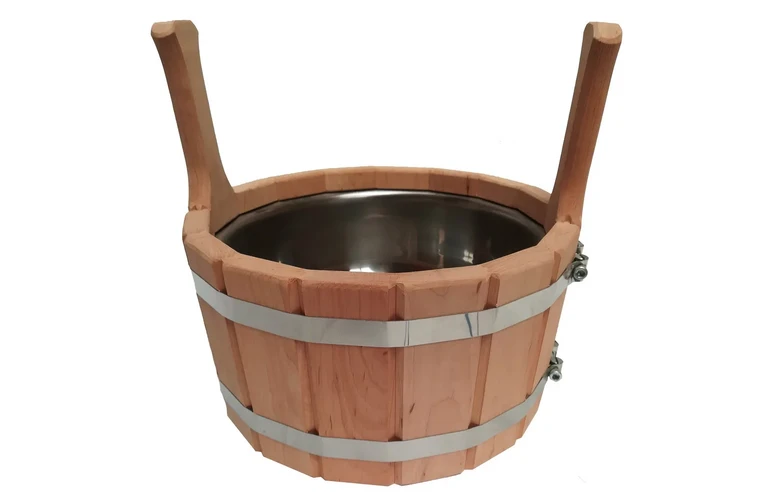 Шайка для бани Ольха 5л с нержавеющей вставкой