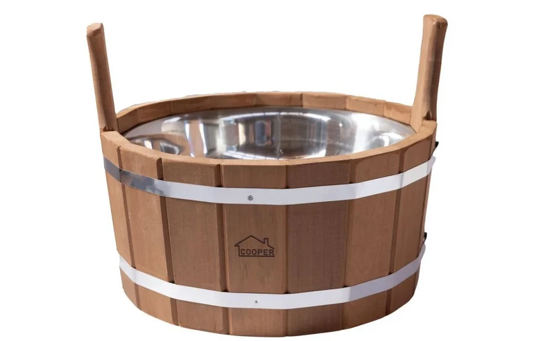 Шайка для бани Ольха 12л с нержавеющей вставкой Термо