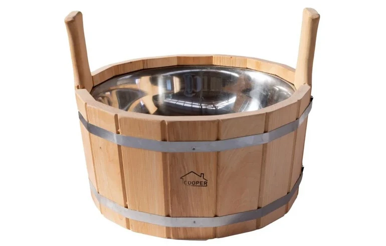 Шайка для бани Ольха 12л с нержавеющей вставкой покрытие льняным маслом