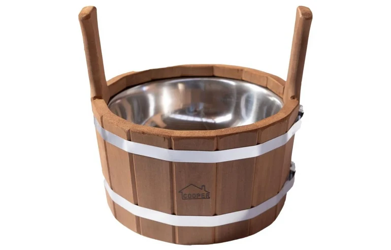 Шайка для бани Ольха 5л с нержавеющей вставкой Термо