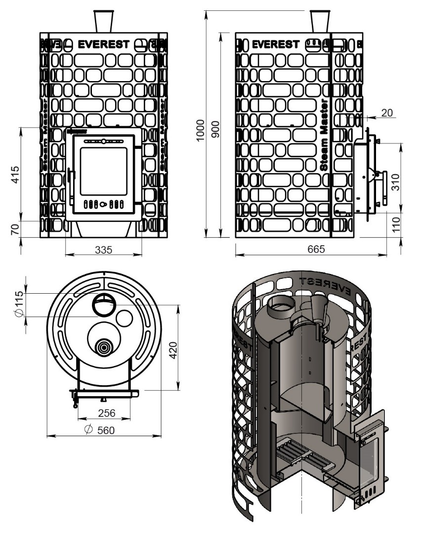 Печь для бани Эверест "Steam Master" 24 INOX (210М) б/в - 4min