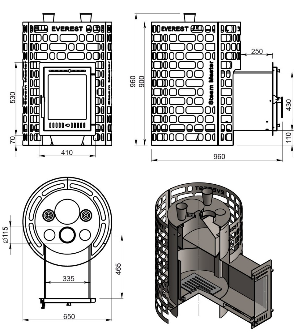 Печь для бани Эверест "Steam Master" 30 INOX (320М) - 5min