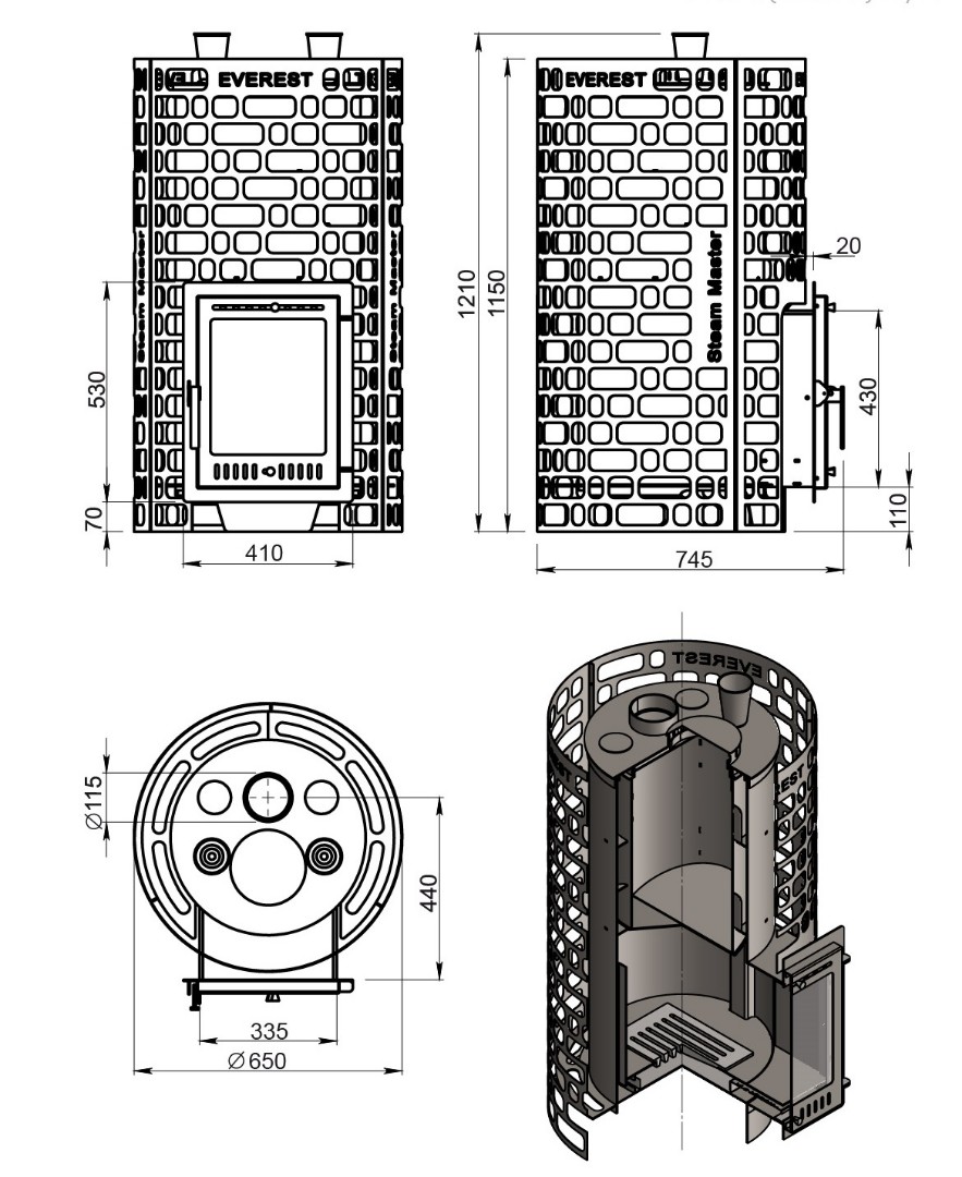 Печь для бани Эверест "Steam Master" 44 INOX (320М) б/в - 4min