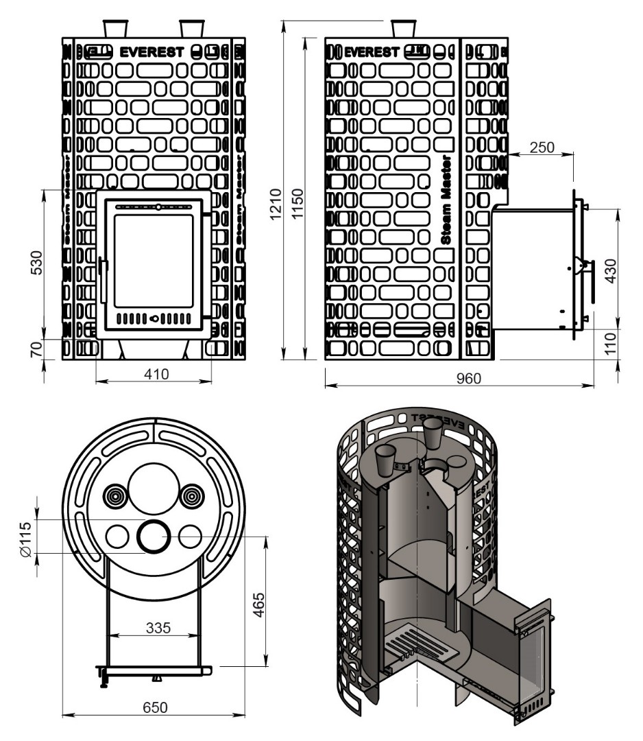 Печь для бани Эверест "Steam Master" 44 INOX (320М) - 5min