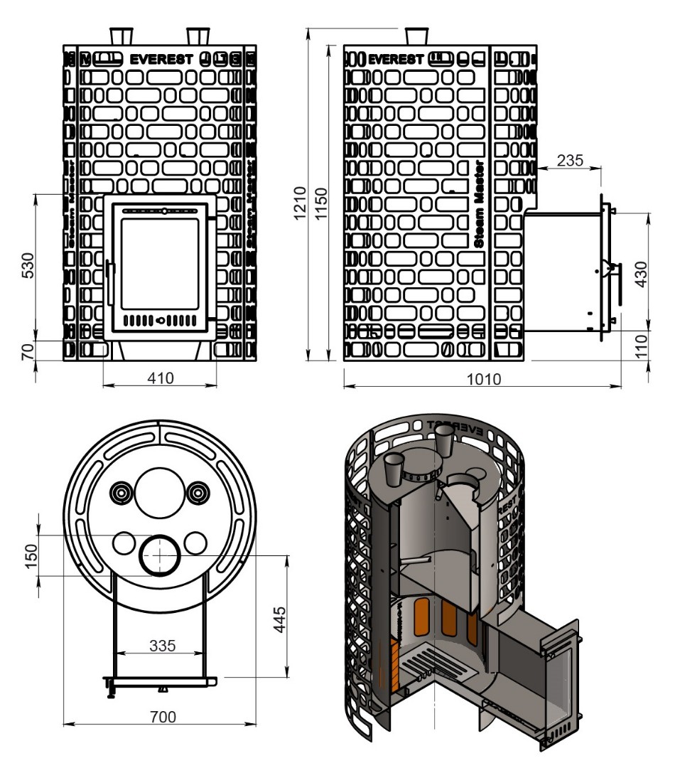 Печь для бани Эверест "Steam Master" 60 INOX (320М) - 5min