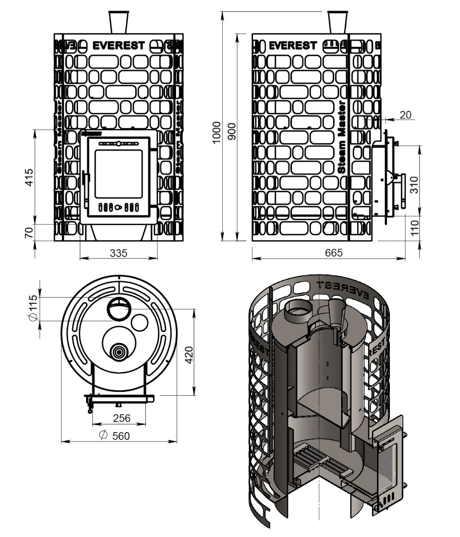 Печь для бани Эверест "Steam Master" 24 (210М) б/в - 4min