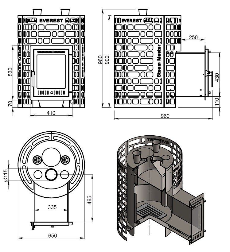 Печь для бани Эверест "Steam Master" 30 (320М) - 4min