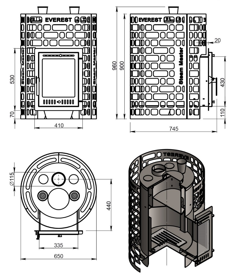 Печь для бани Эверест "Steam Master" 30 (320М) б/в - 4min