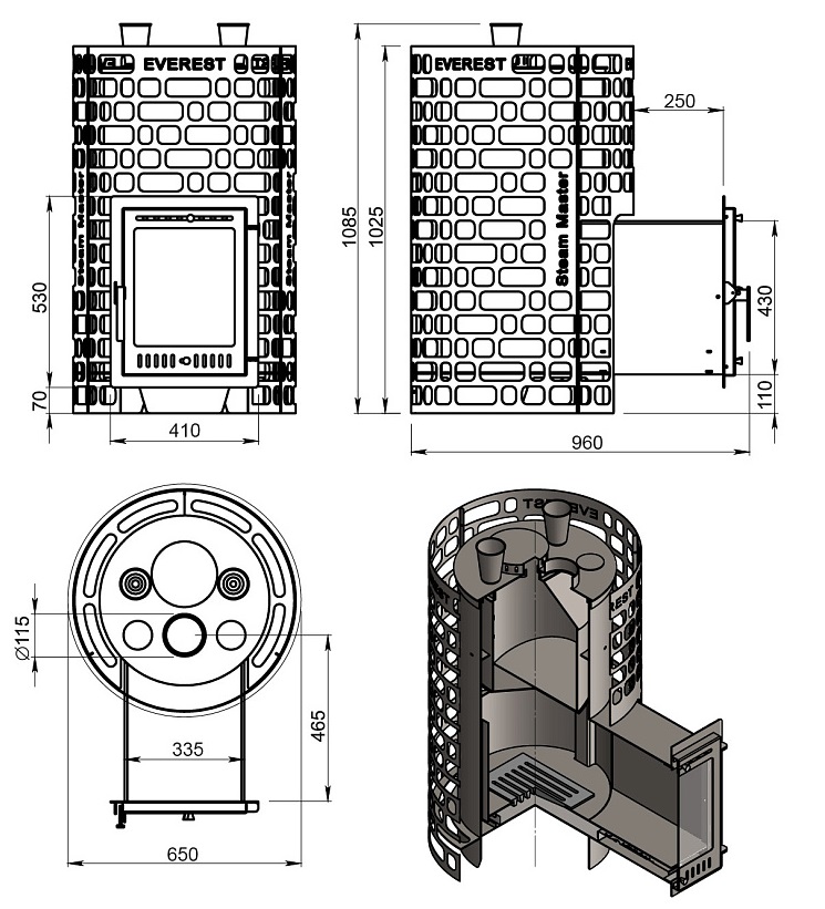 Печь для бани Эверест "Steam Master" 38 (320М) - 4min