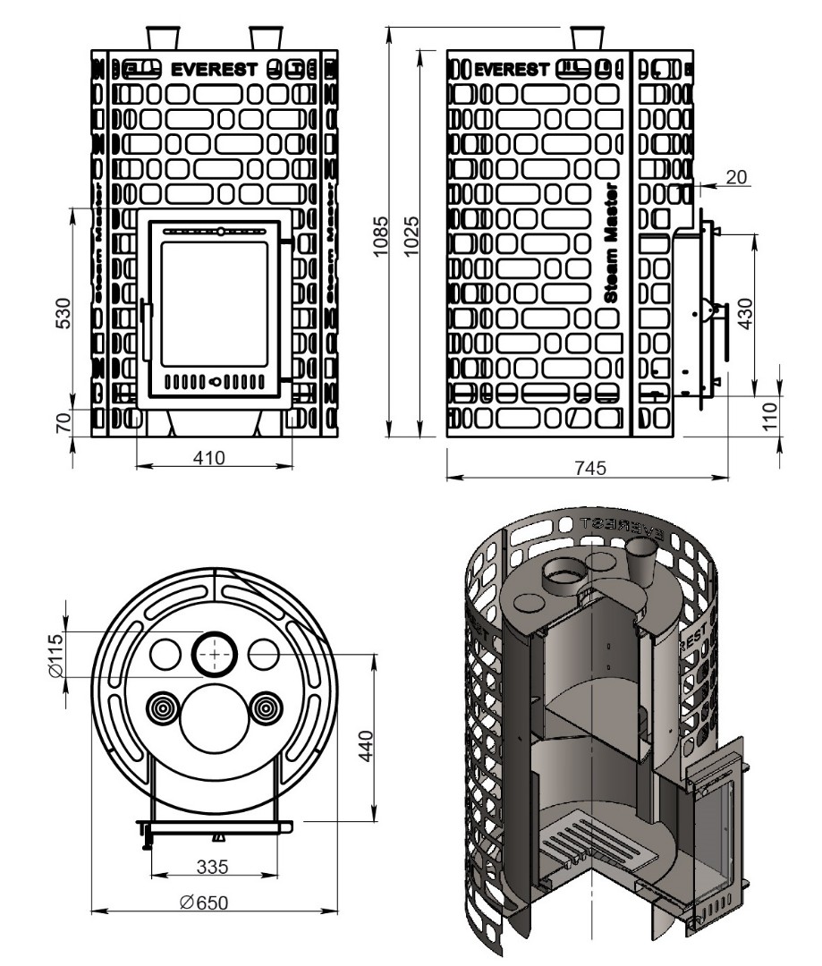 Печь для бани Эверест "Steam Master" 38 (320М) б/в - 4min
