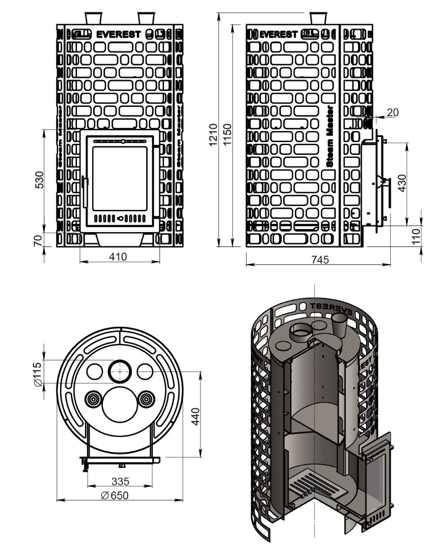 Печь для бани Эверест "Steam Master" 44 (320М) б/в - 4min