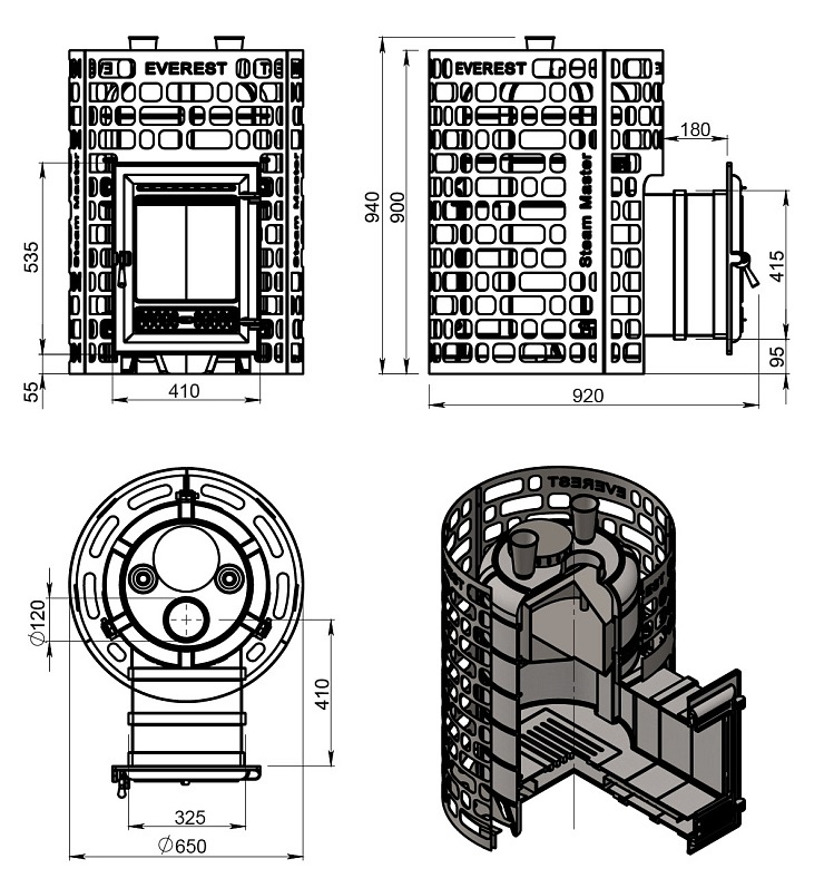 Печь для бани Эверест "Steam Master" 30 (320) ЧУГУН - 4min
