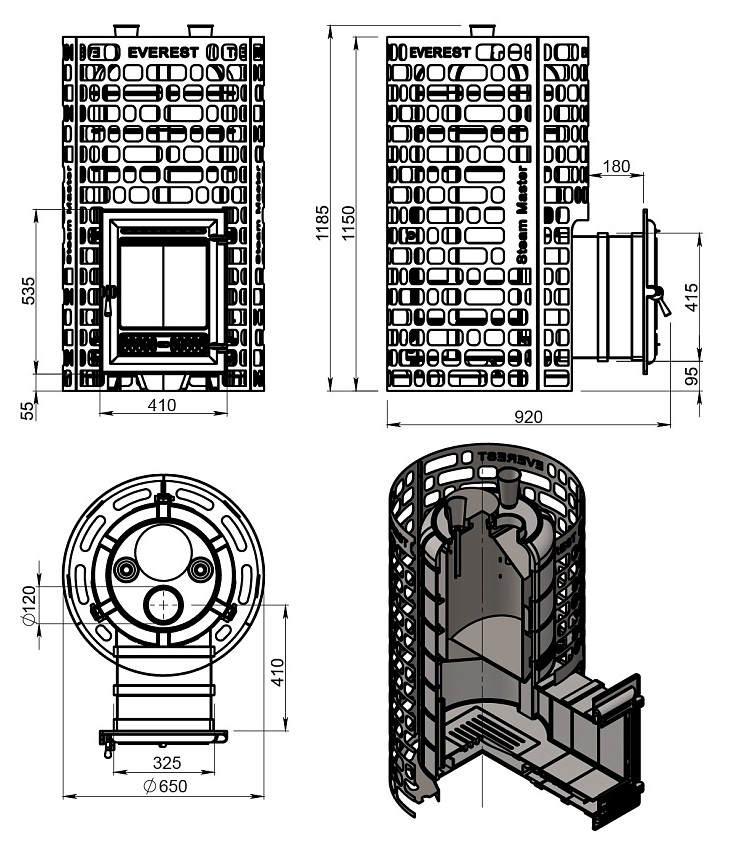 Печь для бани Эверест "Steam Master" 44 (320) ЧУГУН - 4min