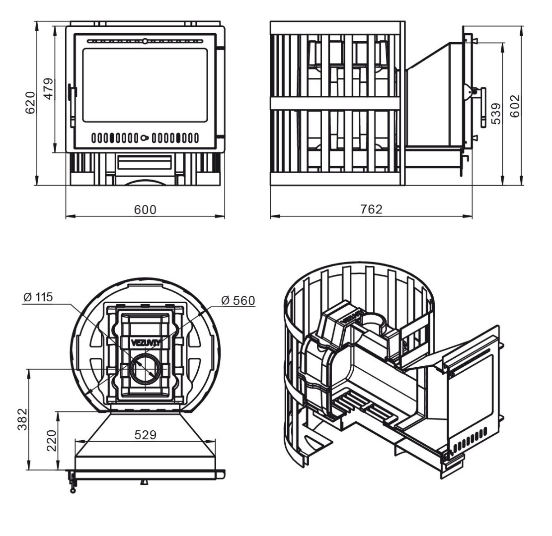 Печь для бани Везувий Легенда Ковка 16 Панорама "М" - 2min