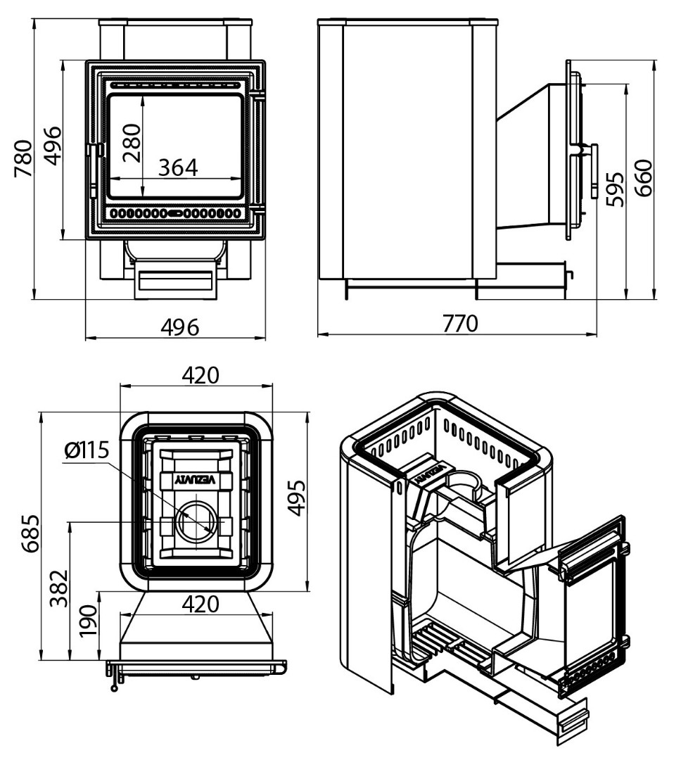 Печь для бани Везувий Легенда Ковка 28 (505) - 2min