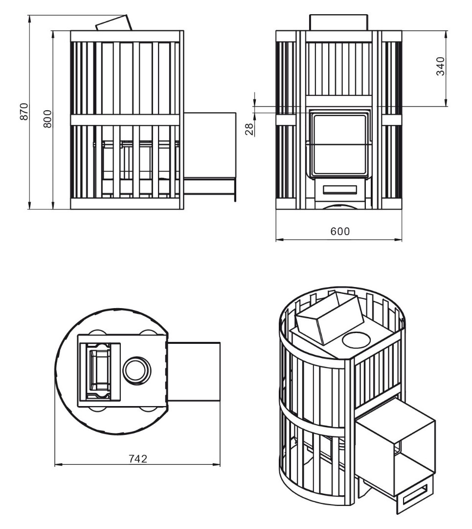 Печь для бани Везувий Ураган Ковка 16 (270) - 2min