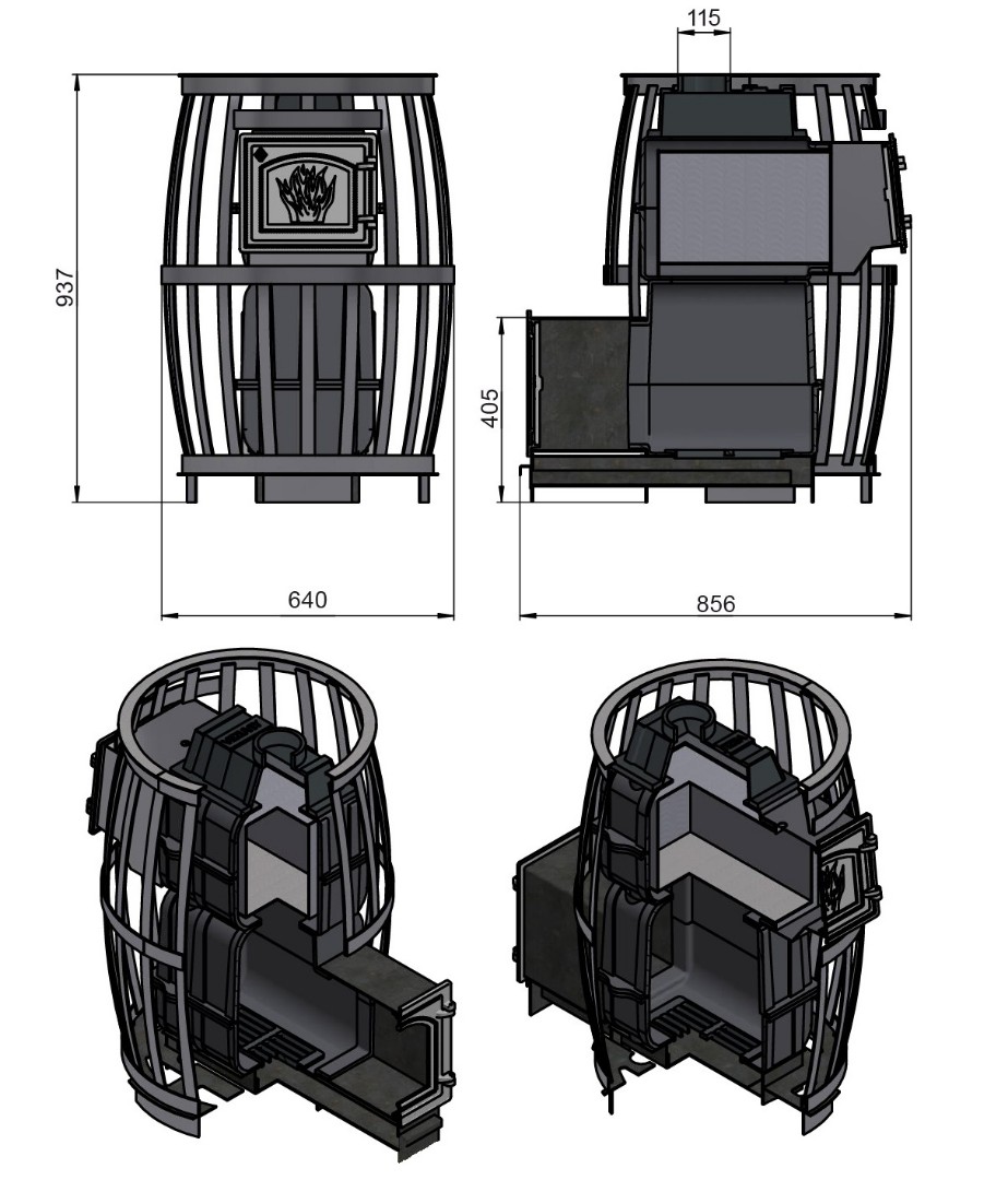 Печь для бани Везувий Легенда Русский пар Ковка 24 (270) - 2min