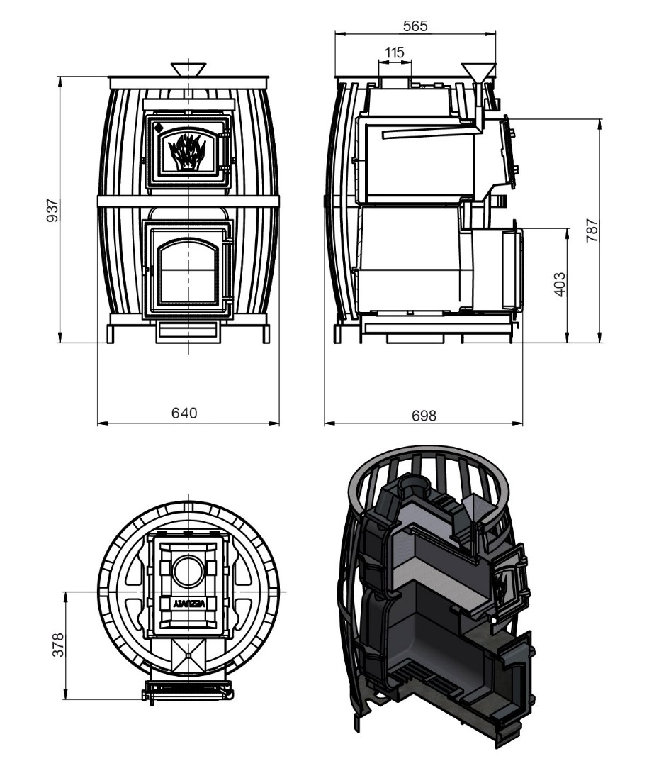 Печь для бани Везувий Легенда Русский пар Ковка 24 (270) б/в - 2min