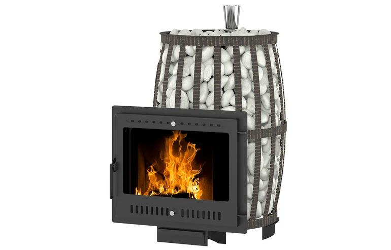 Печь для бани Везувий Легенда Русский пар Ковка 24 Панорама "М"