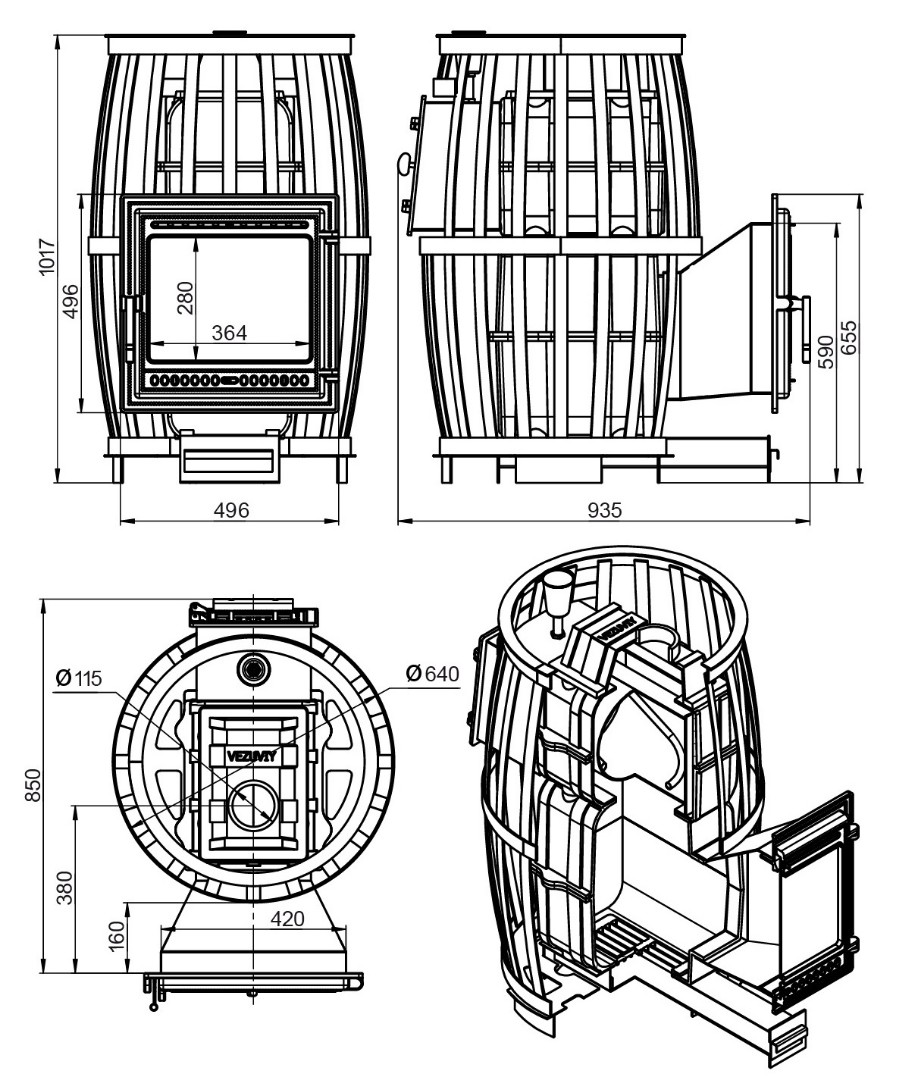 Печь для бани Везувий Легенда Русский пар ковка 30 (505) - 3min