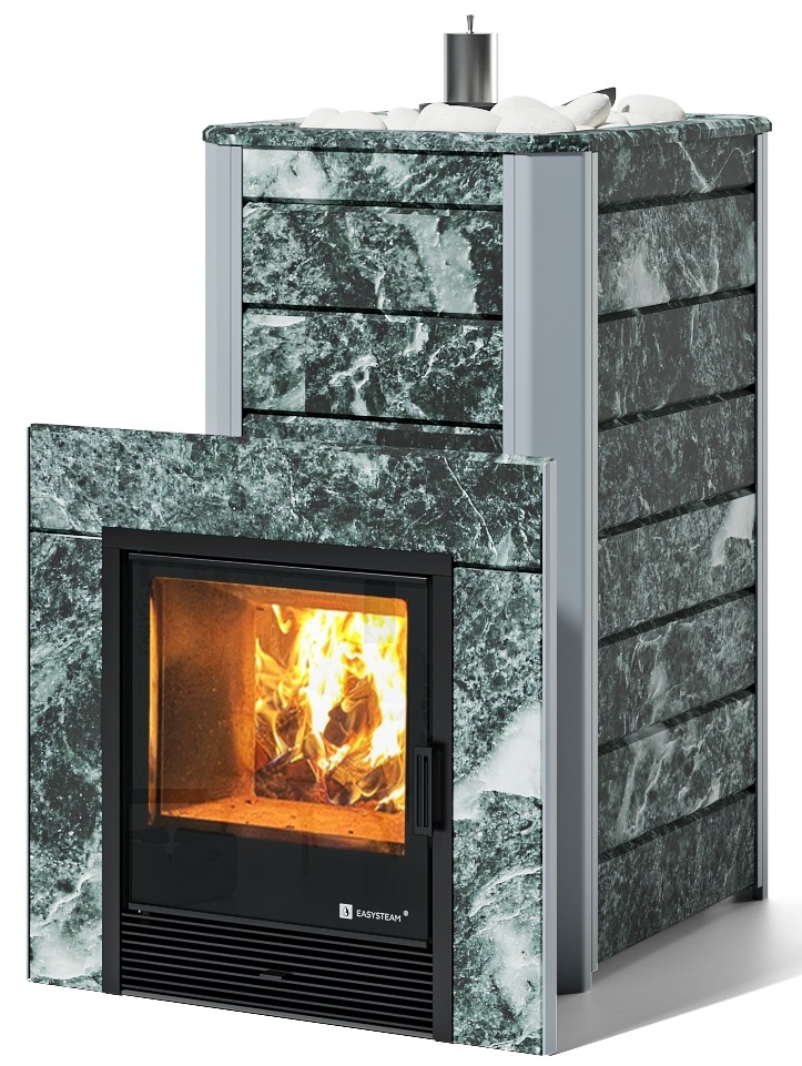 Печь для бани EASYSTEAM Ялта 40/2024 в облицовке из камня - 1min