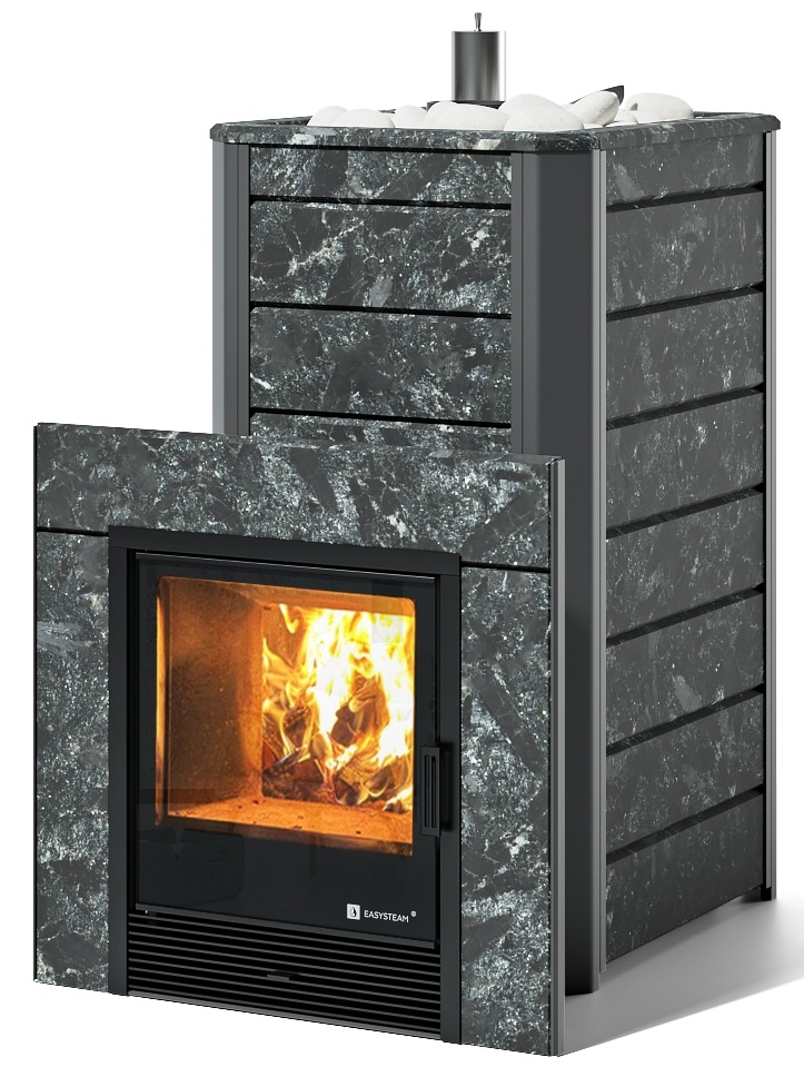 Печь для бани EASYSTEAM Ялта 40/2024 в облицовке из камня - 2min