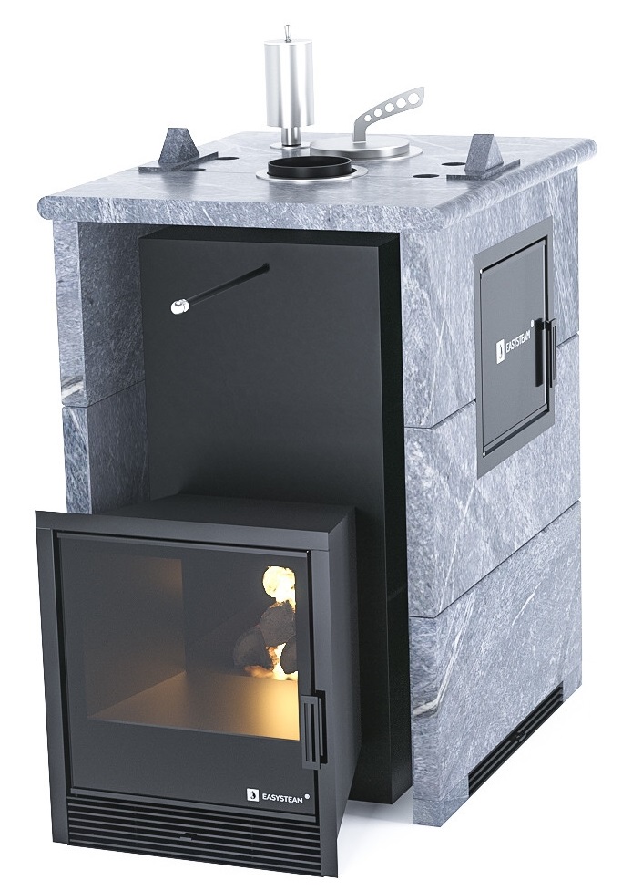 Печь для бани EASYSTEAM Анапа М2 в трехстороннем кожухе с закрытым верхом - 1min