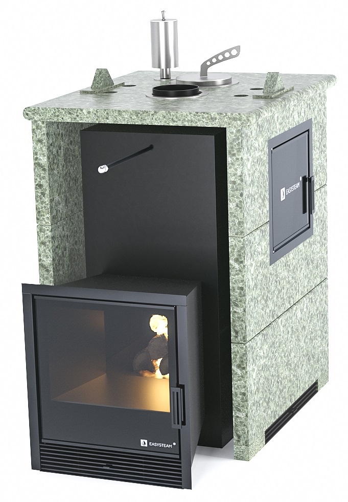 Печь для бани EASYSTEAM Анапа М2 в трехстороннем кожухе с закрытым верхом - 3min