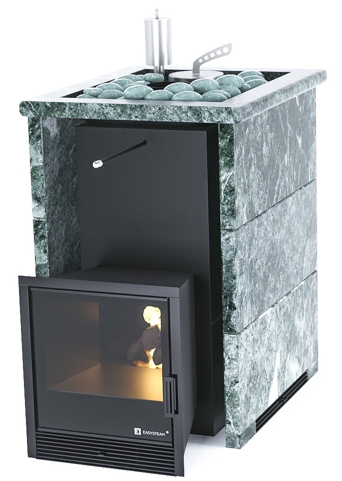 Печь для бани EASYSTEAM Анапа в трехстороннем кожухе с открытым верхом - 2min