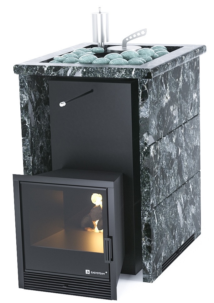 Печь для бани EASYSTEAM Анапа в трехстороннем кожухе с открытым верхом - 0min