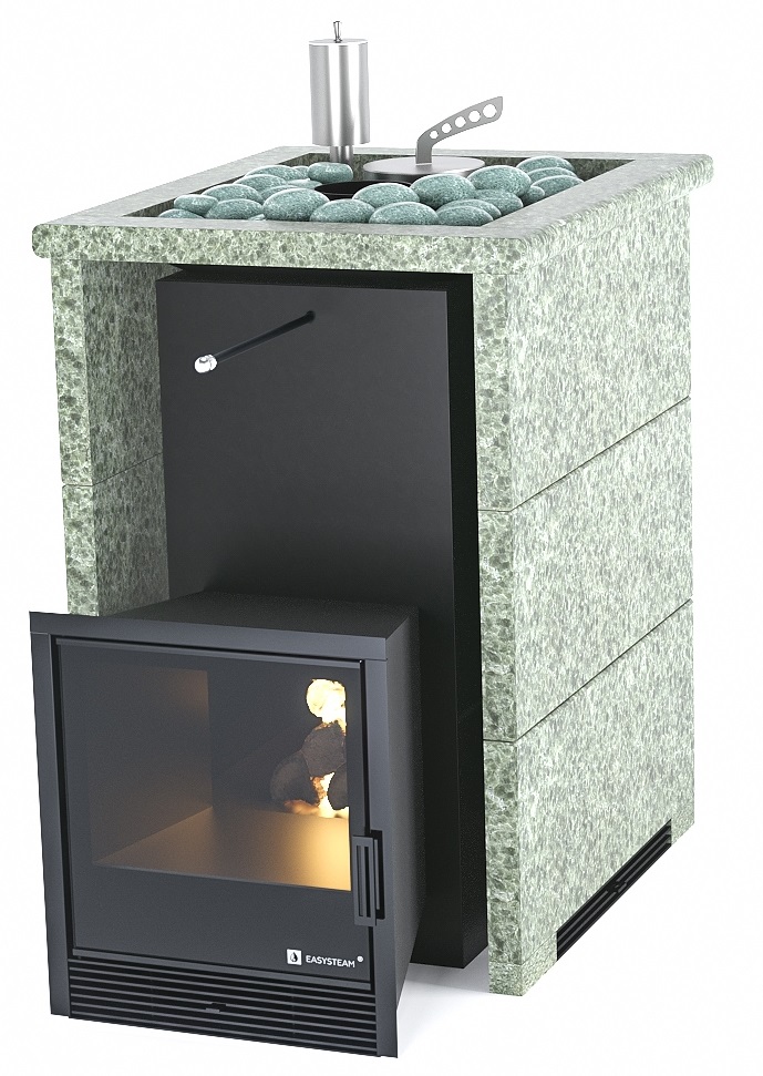 Печь для бани EASYSTEAM Анапа в трехстороннем кожухе с открытым верхом - 3min
