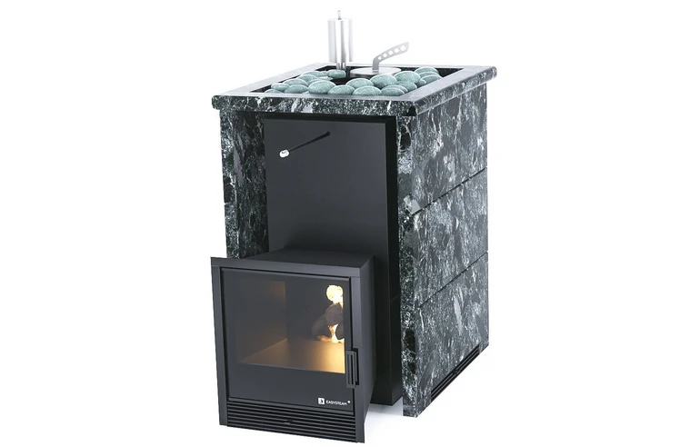 Печь для бани EASYSTEAM Анапа в трехстороннем кожухе с открытым верхом