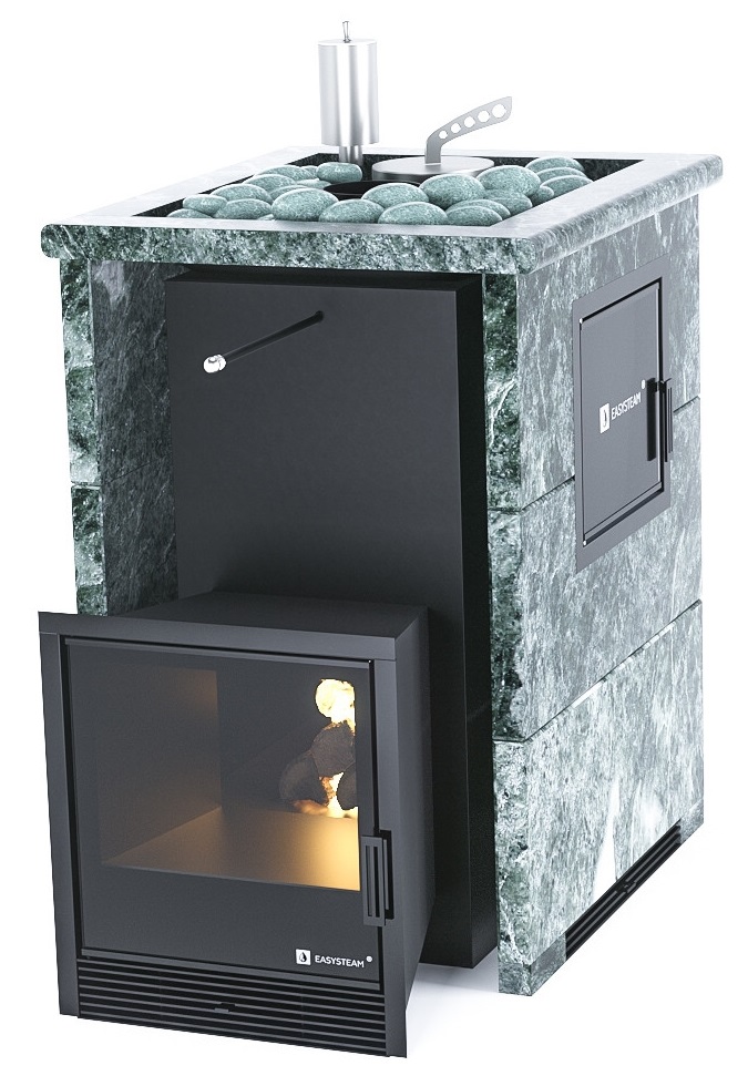 Печь для бани EASYSTEAM Анапа М2 в трехстороннем кожухе с открытым верхом - 1min